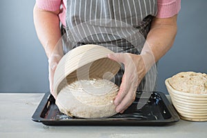 Woman baking bread