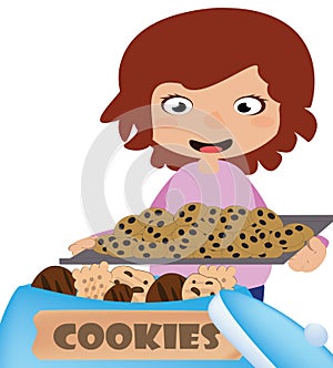 Woman baking chocolate chip cookies