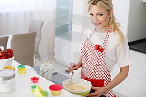 Woman baking at home.