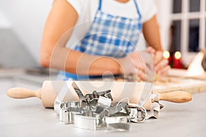 Woman baking in the kitchen christmas photo