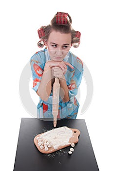 Woman baking in studio