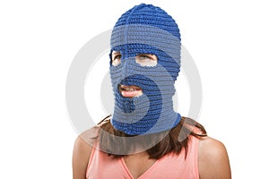 Woman in balaclava