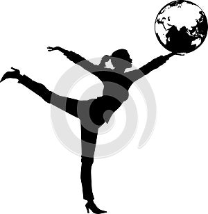 Woman Balancing World Globe