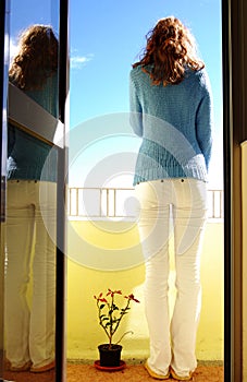 Woman on balcony