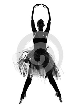 Woman ballet dancer leap dancing ballerina silhouette
