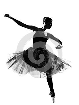 Woman ballet dancer leap dancing silhouette