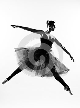 Woman ballet dancer leap dancing silhouette