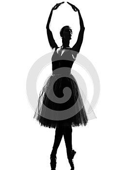 Woman ballet dancer standing pose tiptoe