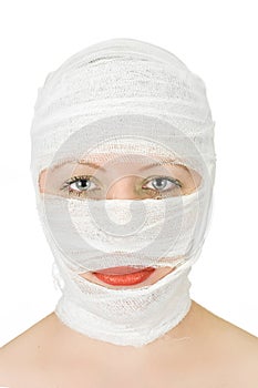 Woman with bandage