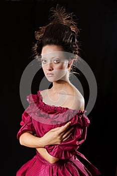 Woman in Baroque Historical Dress, Young Fashion Model Historic Portrait