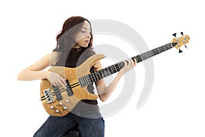Woman with a bass guitar