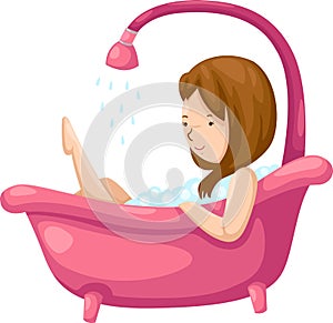 Woman bathing in bathtub