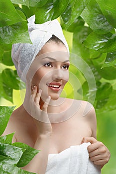 Woman with bathtowel