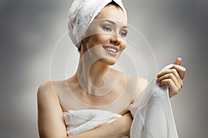 Woman with bathtowel