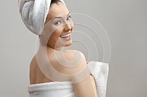 Woman with bathtowel