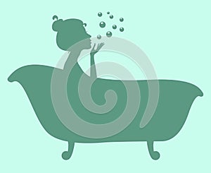 Woman in Bathtub Silhouette