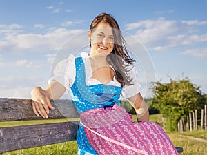 Woman in bavarian traditional dirndl