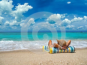 Woman at the beach in Greece