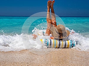 Woman at the beach in Greece