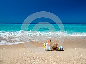 Woman at the beach in Greece