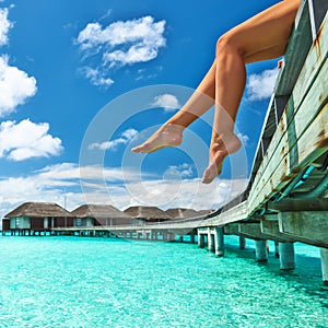 Woman at beach jetty