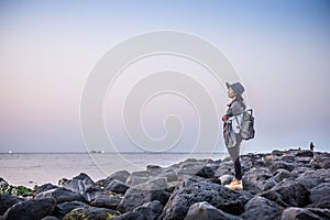 The woman at the beach