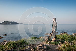 The woman at the beach
