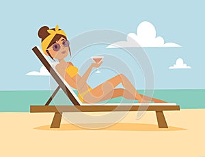 Woman on beach outdoors, summer lifestyle sunlight fun