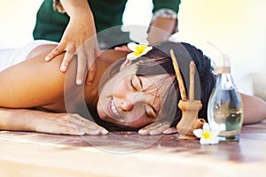 Woman at beach spa