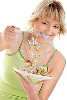 Woman with beansprouts