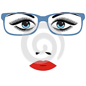 Woman beautiful eyes with glasses. vector