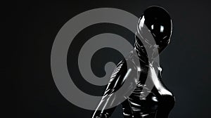 Woman in a beautiful latex suit on a black background