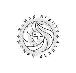 Woman beauty fashion logo.