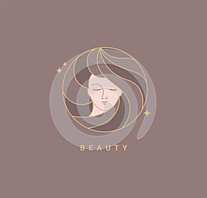 Woman beauty fashion template logo.