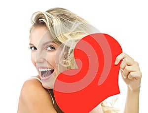 Woman beauty red heart valentine`s love