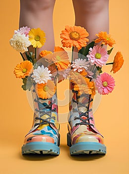 Woman beauty shoe flower