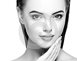 Woman beauty skin care portrait Black and White Portrait.