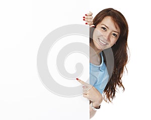 Woman Behind Blank Wall