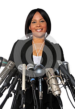 Woman Behind Microphones