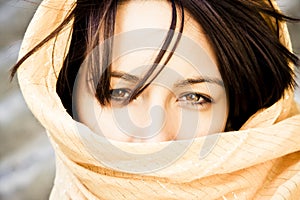 Woman behind veil