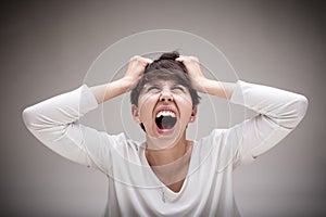 Woman being enraged and seeing red