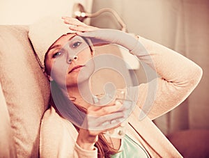 Woman being ill