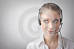 Woman being a telephone operator