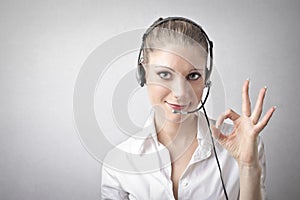 Woman being a telephone operator