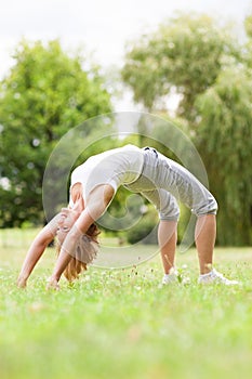 Woman bending over backwards