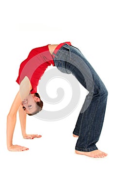 Woman bending over backwards photo