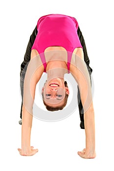 Woman bending over backwards