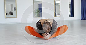 Woman bending and stretching