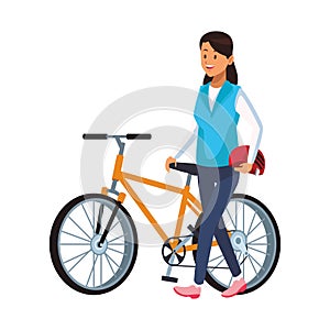 Woman with bicicle photo
