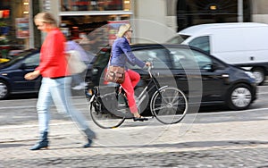Woman and bicycle